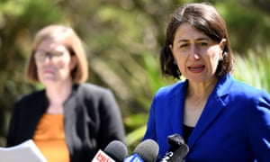 NSW Premier Gladys Berejiklian (right), and chief health officer, Dr Kerry Chant, address the media in Sydney