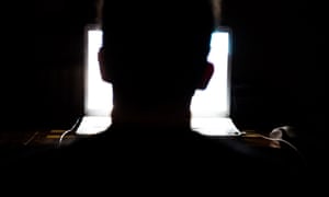 Computer man silhouette