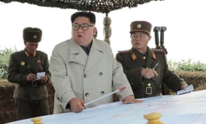 Kim Jong-un inspects defences on Changrin Islet in an image released on 25 November.