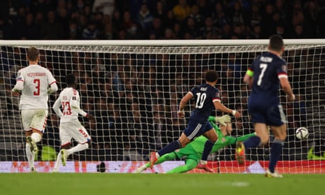 Che Adams secures Scotland play-off seeding in superb win over Denmark