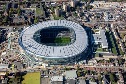 An aerial view of the redevelopment around White Hart Lane, the state-of-the-art stadium is located between Tottenham High Road and Worcester Avenue in the Borough of Haringey.