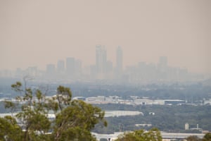 Smoke from the bushfires covers the Perth
