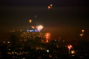 Fireworks are seen above Ljubljana during New Year’s celebrations.