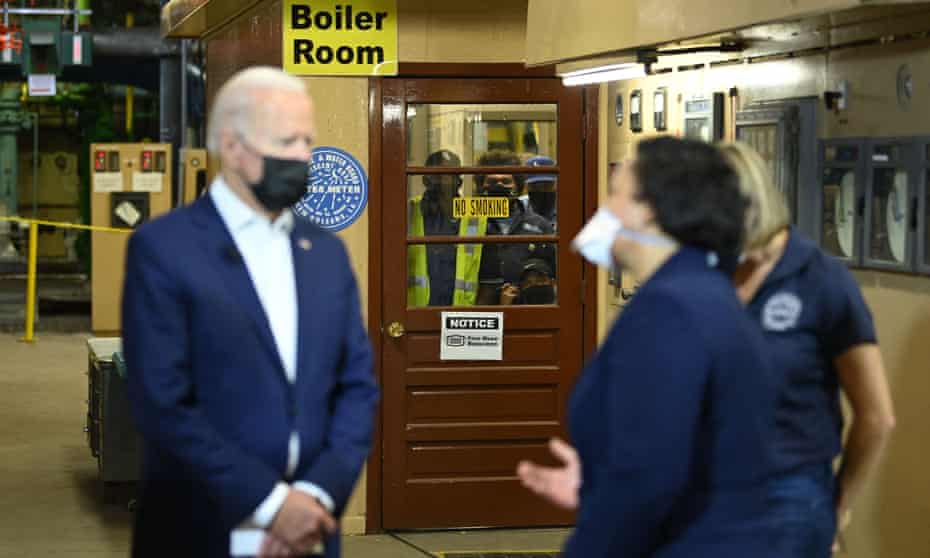 Joe Biden at the Carrollton water treatment plant in New Orleans on Thursday. The unemployment rate ticked up to 6.1% from 6% in March.