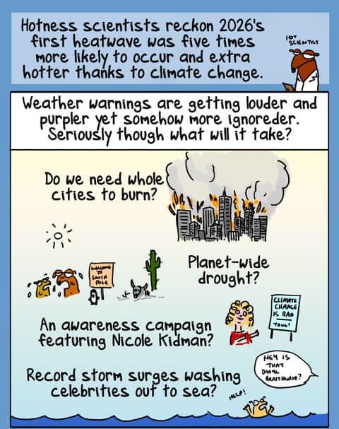 First Dog on the Moon cartoon titled Heatwave, panel 1