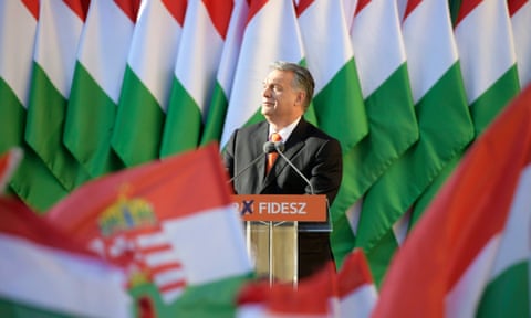 Hungary’s prime minister Viktor Orbán at an electoral rally in April 2018.