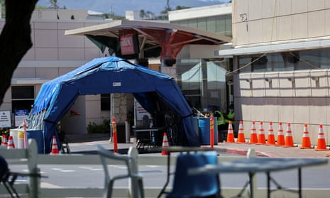 A view of a triage centre set up by Maui Memorial Hospital to treat victims of the Maui wildfires in Wailuku, Hawaii, US on 9 August 2023.