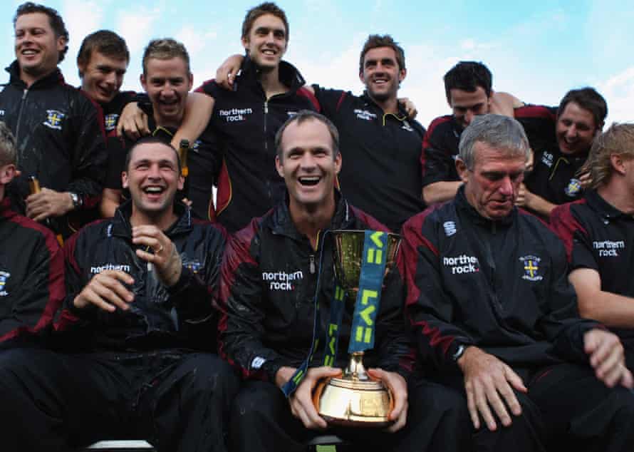 Durham players show off the title in 2008.