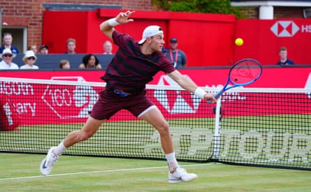 Jack Draper makes a volley during his semi-final defeat at Queen’s.