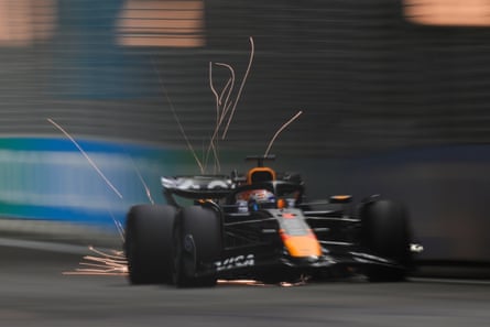 Max Verstappen in action during qualifying