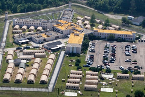 an aerial view of a prison complex