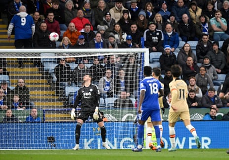 Kai Havertz of Chelsea scores his sides second goal against Leicester City.