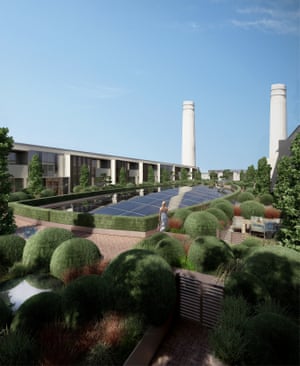 An artists’s impression of how the rooftop garden at Battersea Power Station will look when built.