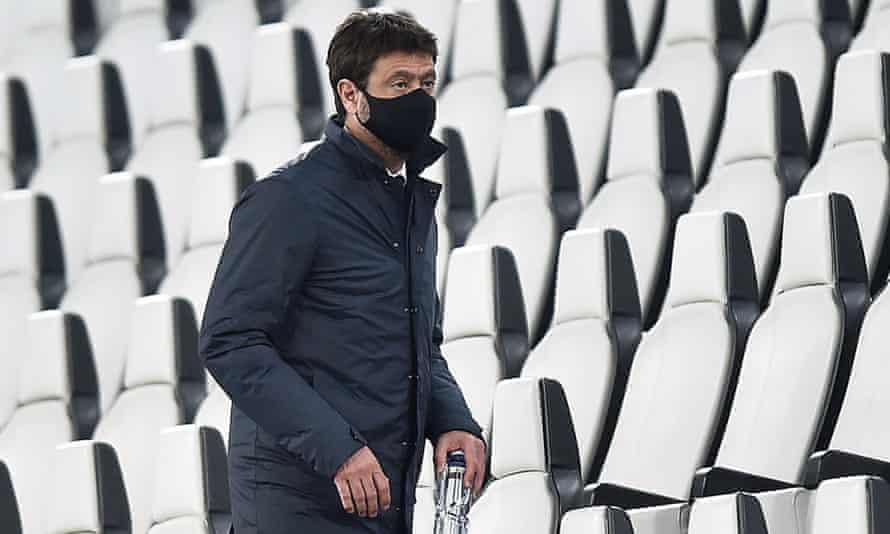 Juventus chairman Andrea Agnelli in the stands during the 3-1 win against Parma.