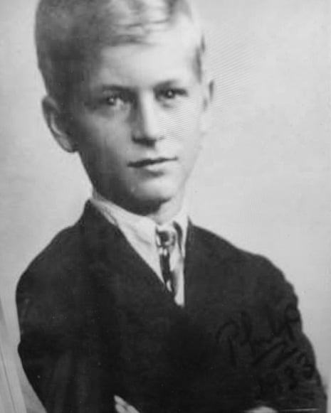 A never-before published photograph of a 12-year-old Prince Philip, which the Guardian was given access to by the family of the closest aide of Prince Andrew, Philip’s father.