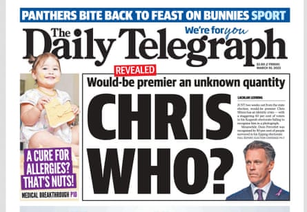 Le Daily Telegraph rapporte que 60% de l'électorat de Chris Minns ne le reconnaît pas.
