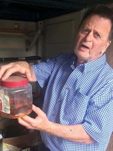 Edwin Hardeman with a jar of Roundup.