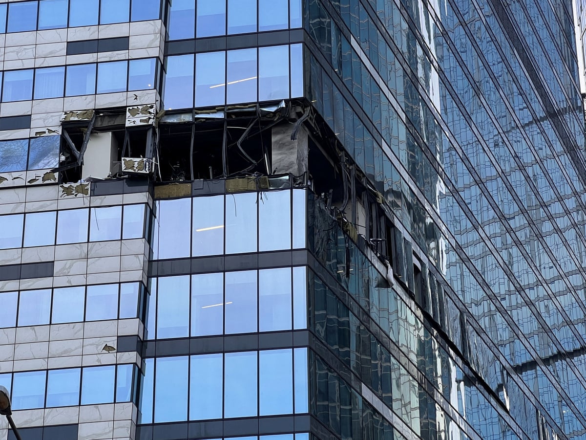 Moscow buildings damaged in overnight drone attacks that Russia blames on Kyiv | Russia | The Guardian
