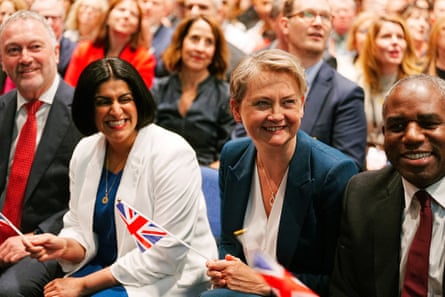 Housing secretary Steve Reed, home secretary Shabana Mahmood, foreign secretary Yvette Cooper and deputy prime minister David Lammy at the Labour party conference in Liverpool, September 2025.