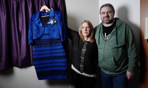 ‘I’m not a public person’ ... Cecilia Bleasdale, beside her partner Paul Jinks, holds the dress that divided the internet