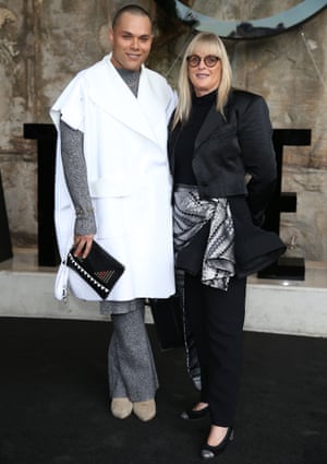 Debbie Kilroy with her son Joshua at Australian fashion week in Sydney.