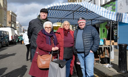 Lisa and Ellis Jenkins (on the right), Marion Gettleson and Mark Barr in Portobello market