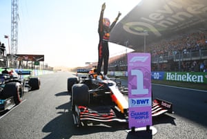 ZandvoortRace winner Max Verstappen salutes the crowd at his home Grand Prix. September 05
