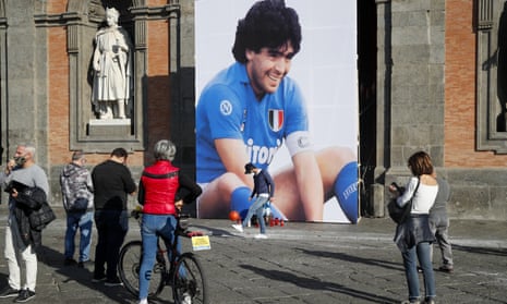 An image commemorating Diego Maradona in Naples, Italy, November 2020