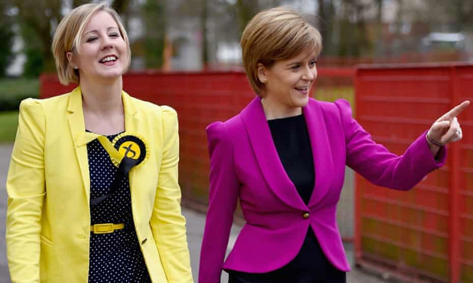 Scottish first minister Nicola Sturgeon (right) walks with MP Hannah Bardell ahead of delivering a speech on child poverty in 2015.