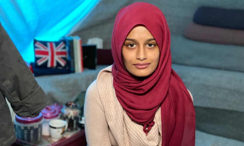 Shamima Begum in her tent in a Syrian refugee camp.