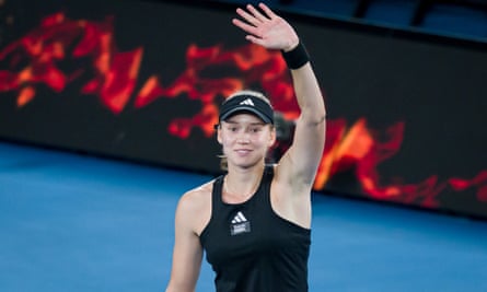 Elena Rybakina celebrates her victory.