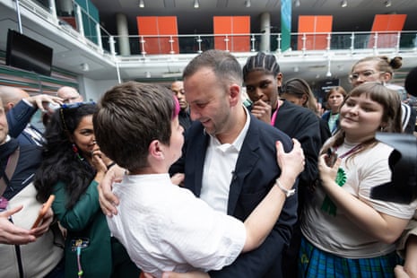 Zack Polanski, the Green leader, with Zoë Garbett after her election as mayor of Hackney.
