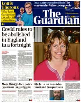 Guardian front page, 10 February 2022
