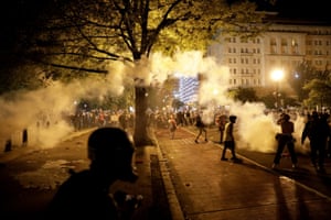 Police deploy tear gas during a protest in Minneapolis.