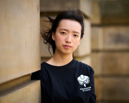 Chloe Cheung, co-founder of Hongkongers in Leeds, protesting outside Morley town hall against China’s proposed mega-embassy in London, 28 June 2025.