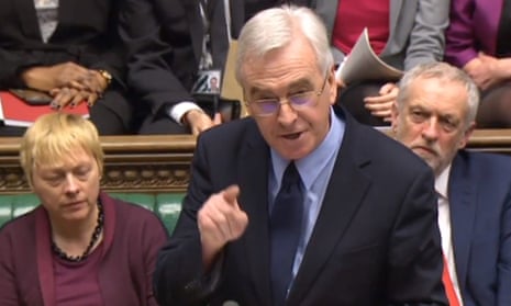 Shadow chancellor John McDonnell speaking in the House of Commons