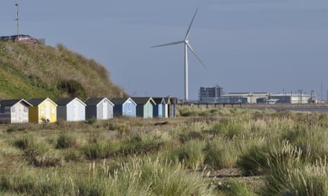A wind turbine at Pakefield, Suffolk, England.