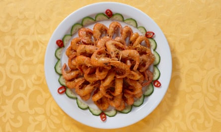 ‘You may peel them if you wish’: deep-fried prawns.