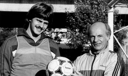 ‘I was embarrassed by what was going on on the pitch’, Falko Götz (left) with Dettmar Cramer in 1984.