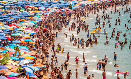 A crowded Benidorm beach