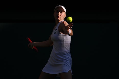Elena Rybakina eyes the ball as she prepares to a return to Caty McNally.
