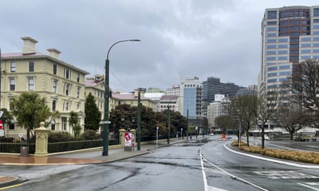 Empty streets in the central business district of Wellington, New Zealand