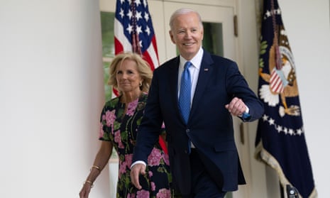 Joe Biden with his wife Jill at the White House on Monday.
