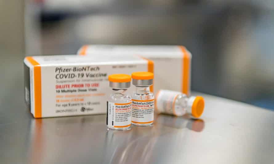 Pfizer/BioNTech’s new pediatric Covid-19 vaccine vials.