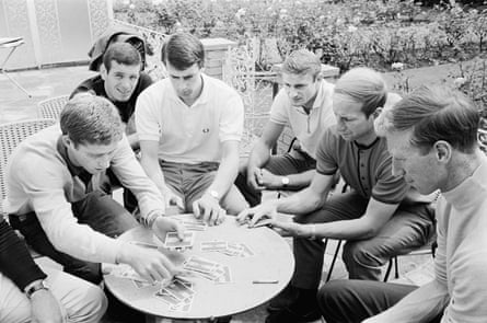 England players enjoy a game of cards at their base in Hendon during the 1966 World Cup.