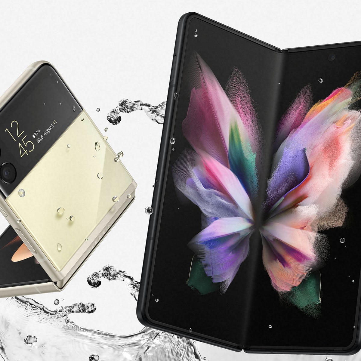 Samsung Launches First Water Resistant Folding Phone And Google Watch Samsung The Guardian Samsung Launches First Water Resistant Folding Phone And Google Watch Samsung The Guardian