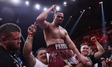 Joseph Parker celebrates a memorable win that could get him a fight against Anthony Joshua.