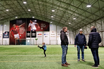 From left: Marketing manager Bjørn Hagerup, Røken Frode Hagerup, daily manager at Opplev Jæren (regional marketing), and volunteer Kjell Hammervold at Bryne Stadium.