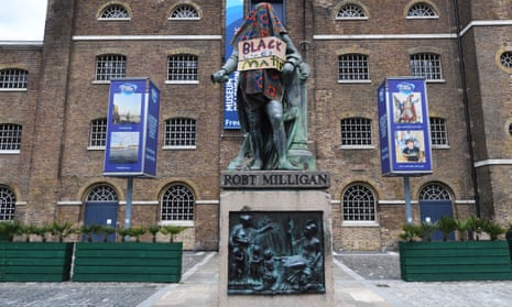 A statue of the slaveholder Robert Milligan outside the Museum of London Docklands