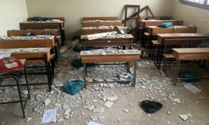 The school in Anjara hit by an airstrike